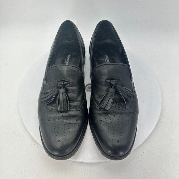 Salamander Other - Salamander France Men Size 7.5 EU 40 Tasseled Loafer Slip On Shoes Black Leather
